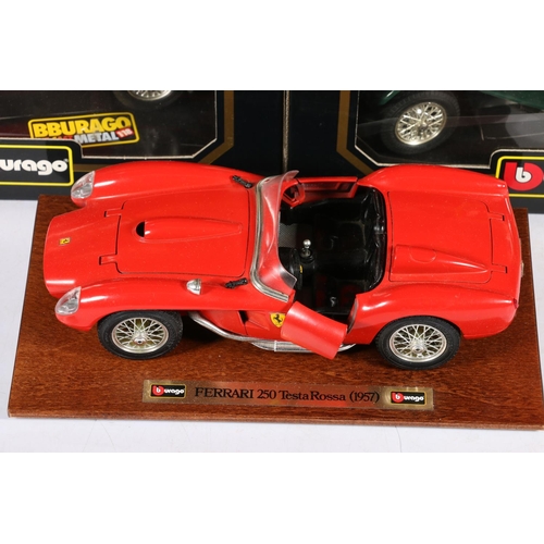 62 - Six Burago 1:18 scale diecast vehicle models to include 3507 Ferrari 250 Testa Rossa 1957, 2x 3014 A... 