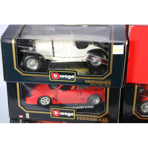 62 - Six Burago 1:18 scale diecast vehicle models to include 3507 Ferrari 250 Testa Rossa 1957, 2x 3014 A... 