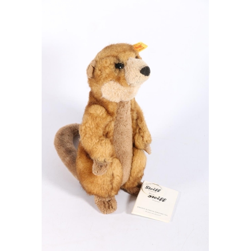 63 - Steiff of Germany 064425 Rico meerkat soft toy, 22cm tall.