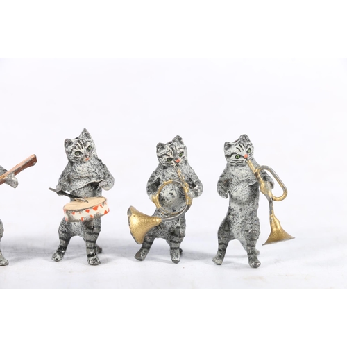 88 - Austrian cold painted metal cat band comprising six musicians with drummer, double bassist, conducto... 