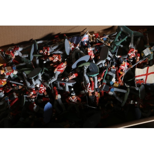 93 - Large collection of hand painted plastic Napoleonic model soldiers held in five trays. (4)