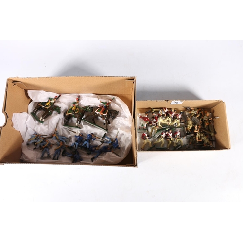 98 - Two trays of hand-painted cast metal model soldiers, 54mm.