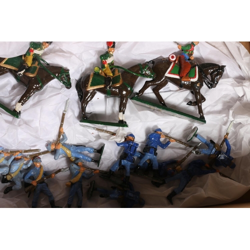 98 - Two trays of hand-painted cast metal model soldiers, 54mm.