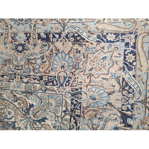 501 - Fine large Persian Kirman carpet with overall foliate decoration of palmettes and other motifs withi... 