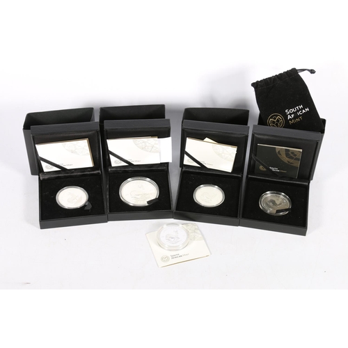 442 - The South African Mint SOUTH AFRICA fine silver proof Krugerrands including 2oz 2020 [999 62.2g 50mm... 