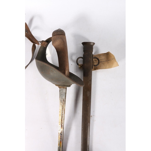 576 - WWI British 1908 pattern Cavalry sword, the T form blade with spine stamped 'P 08', ricasso stamped ... 