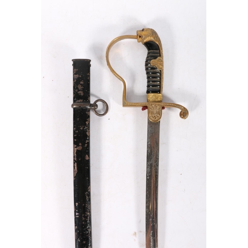 577 - German officer's sword, the blade ricasso with mark of 