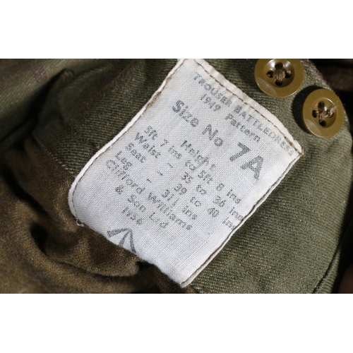 596 - British Army uniform, a 1949 pattern Battledress blouse jacket with interior pocket label by Cohen a... 