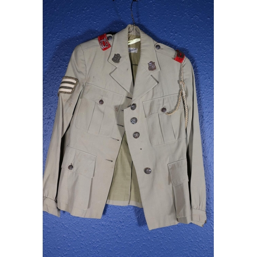 598 - South African Army uniform, a summer jacket with label 'H Carelsen', the epaulettes with WAAS VLHD s... 