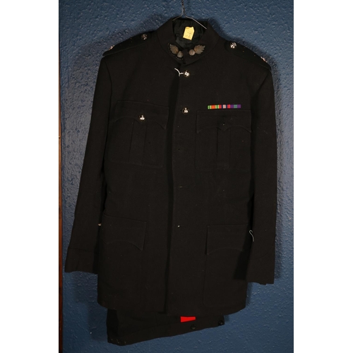 599 - British Army uniform, a black jacket with Alkit of London interior pocket label [B25795 21/6/51 CAPT... 