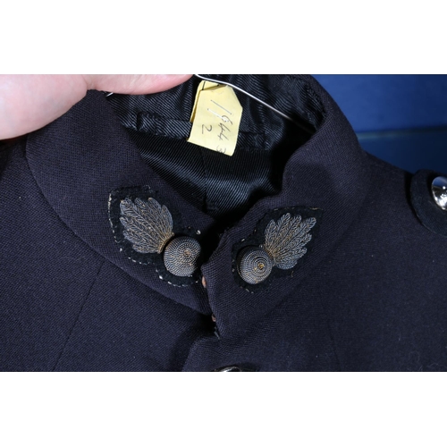 599 - British Army uniform, a black jacket with Alkit of London interior pocket label [B25795 21/6/51 CAPT... 