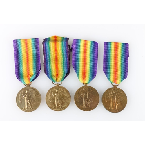 544 - Four WWI Victory medals to Scottish regiments to include S10683 Private Eddie Sutherland of 3rd Batt... 