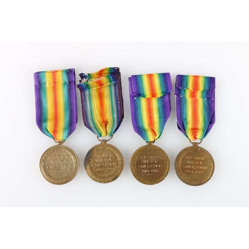 544 - Four WWI Victory medals to Scottish regiments to include S10683 Private Eddie Sutherland of 3rd Batt... 