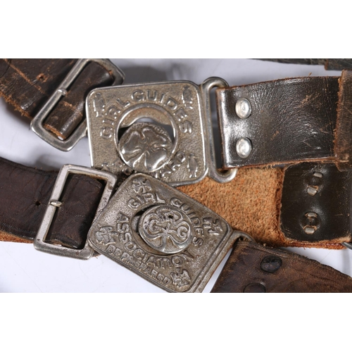 560 - East Lothian Constabulary belt buckle on blackened leather belt, a white metal belt buckle with reli... 