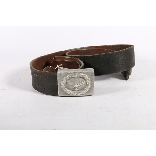 566 - German WWII belt with aluminium Luftwaffe EMNCO  buckle on brown leather belt stamped 'O Getze &... 