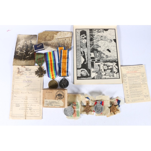 568 - Harvey family medal groups to include WWI war medals of 21641 Sergeant John Harvey of the Royal Scot... 