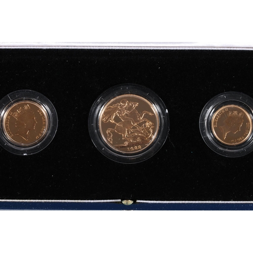 472 - UNITED KINGDOM Queen Elizabeth II (1952-2022) gold proof three coin collection 1988 comprising two p... 