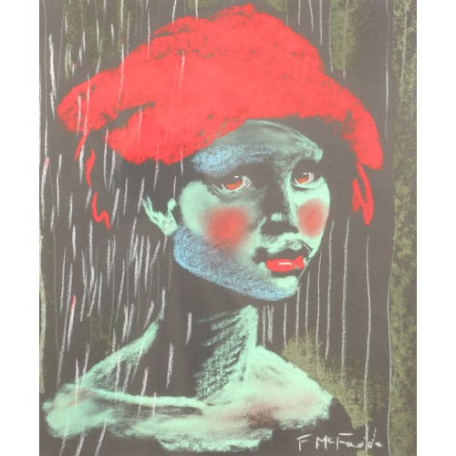 331 - Frank McFadden (Scottish Born 1972) ARR Framed pastel, signed 'Portrait in the Rain' 25cm X 20cm