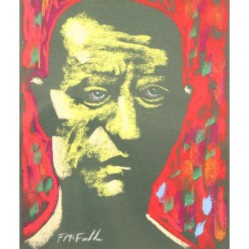 333 - Frank McFadden (Scottish Born 1972) ARR Framed pastel, signed 'Head Study with Red and Yellow' 24cm ... 