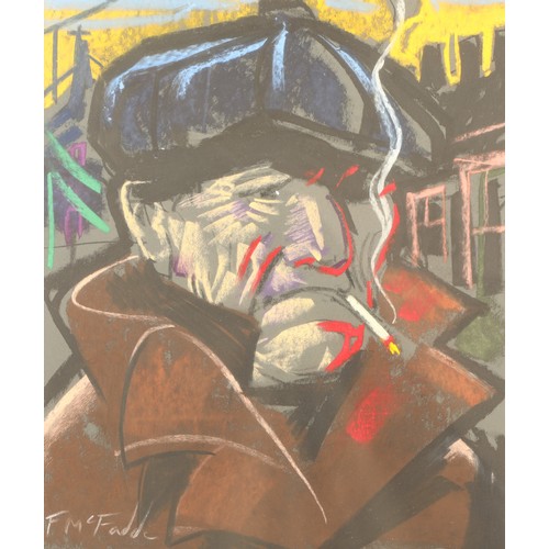 336 - Frank McFadden (Scottish Born 1972) ARR Framed pastel on paper, signed 'Man with Cap' 20cm X 20cm