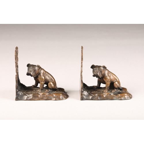 222 - Pair Austrian bronze bulldog bookends, circa 1900, length 11cm, width 7cm, height 10cm