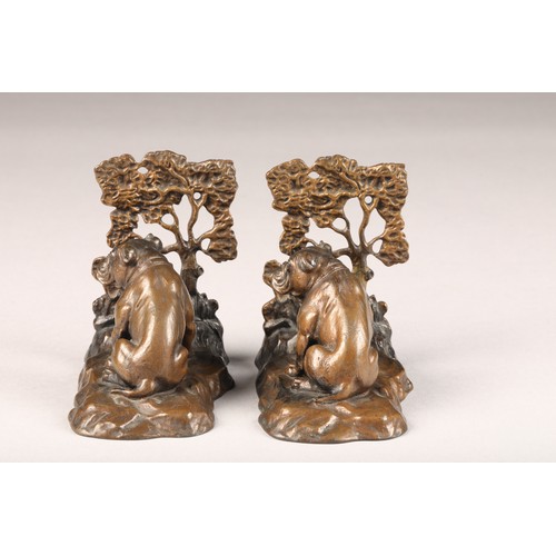 222 - Pair Austrian bronze bulldog bookends, circa 1900, length 11cm, width 7cm, height 10cm