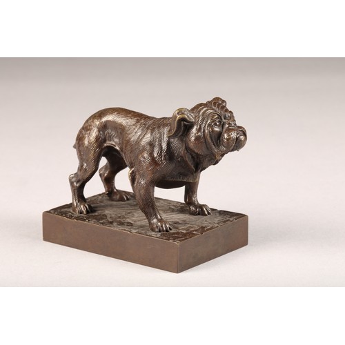 225 - Modern bronze figure of a bulldog, signed J Codina, length 10cm, width 6.5cm, height 8.5cm