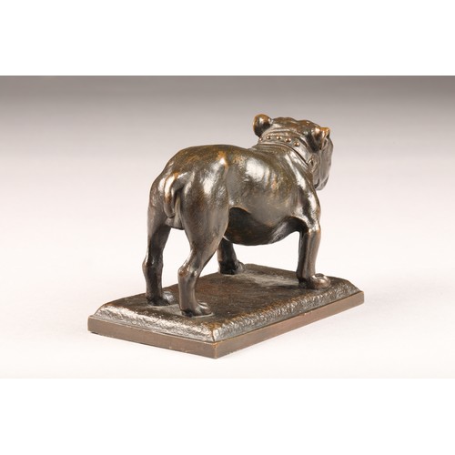 227 - Charles Curry (20th century) signed bronze figure of a bulldog, circa 1920, height 10cm, length 14cm... 