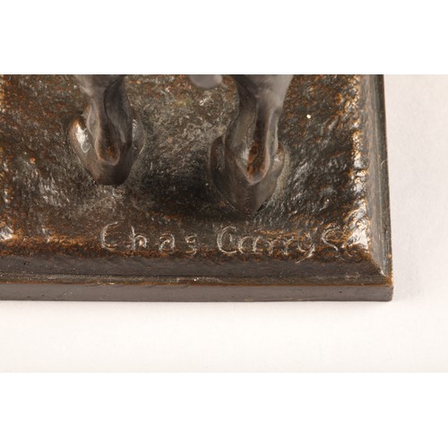 227 - Charles Curry (20th century) signed bronze figure of a bulldog, circa 1920, height 10cm, length 14cm... 