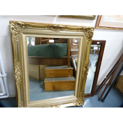 120 - Gilt wall mirror and mahogany framed wall mirror.  (2)