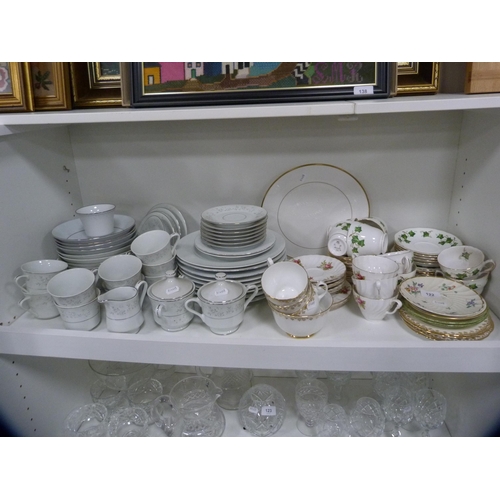 122 - Platinum Rose part breakfast set and two other part tea sets (one shelf).
