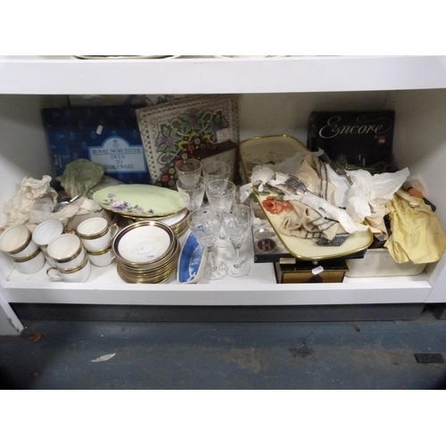 130 - Standard China part tea set, boxed sets of glasses, cutlery, byre lamps, Royal Worcester etc (one sh... 
