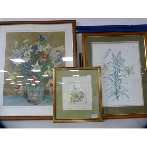 133 - After Elizabeth CameronTwo botanical prints and a still life print after Margaret Niven.&nbsp; (3)... 