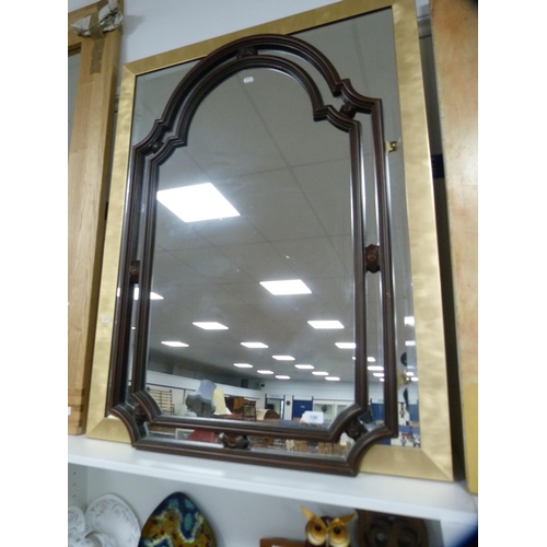 136 - Mahogany framed wall mirror and a large rectangular mirror  (2)