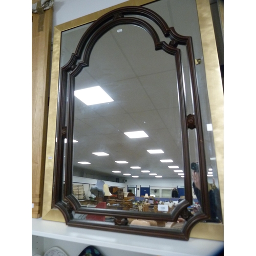 136 - Mahogany framed wall mirror and a large rectangular mirror  (2)