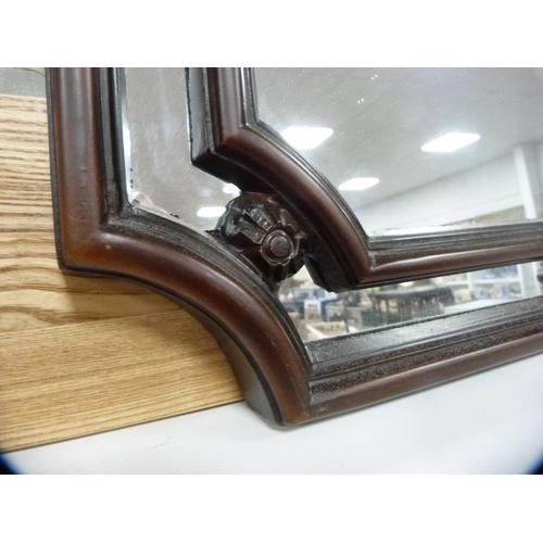 136 - Mahogany framed wall mirror and a large rectangular mirror  (2)
