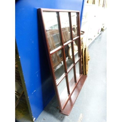 144 - Sectional overmantel mirror.