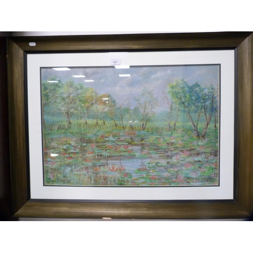 147 - Javed BaluchEastern figuresModern mixed media, and by the same hand, 'Lotus Lake, Islamabad'.&nbsp; ... 