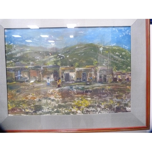147 - Javed BaluchEastern figuresModern mixed media, and by the same hand, 'Lotus Lake, Islamabad'.&nbsp; ... 