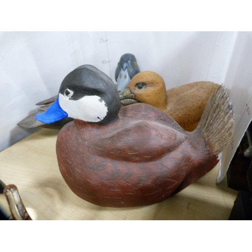 149 - Five carved and painted wooden ducks.