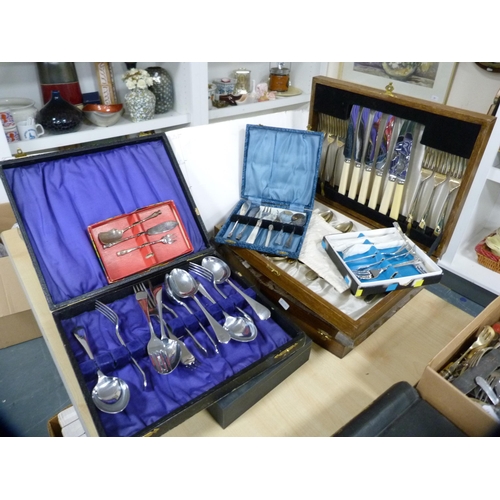 151 - Four cased sets of EP cutlery and three other boxed sets.