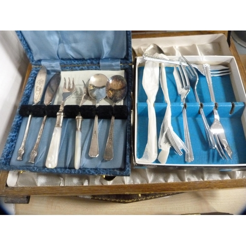 151 - Four cased sets of EP cutlery and three other boxed sets.