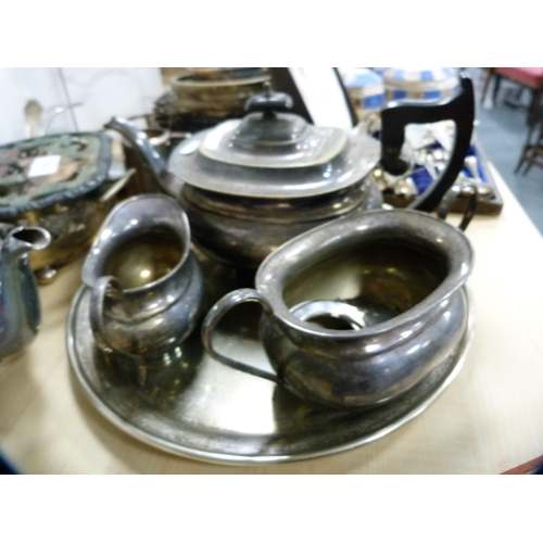 154 - Large collection of EP including three-piece tea set, salver, cake stand, flatware etc.