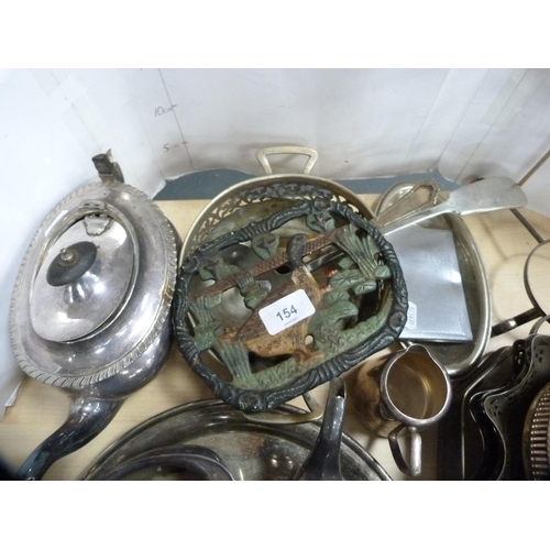 154 - Large collection of EP including three-piece tea set, salver, cake stand, flatware etc.