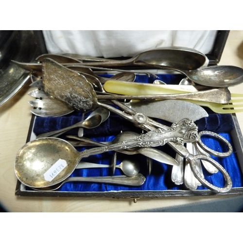 154 - Large collection of EP including three-piece tea set, salver, cake stand, flatware etc.