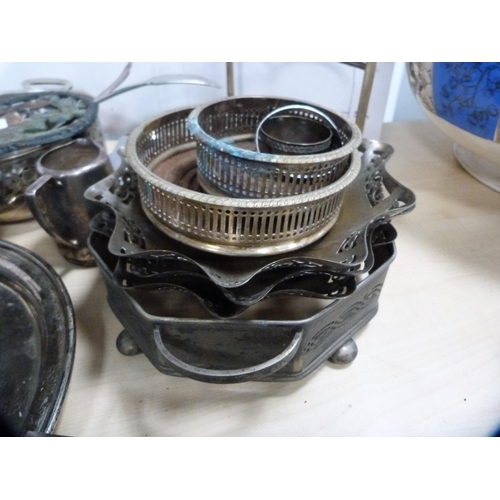154 - Large collection of EP including three-piece tea set, salver, cake stand, flatware etc.