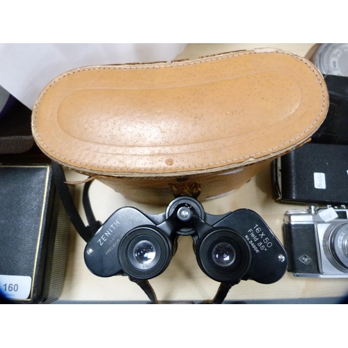 163 - Cased set of Zenith binoculars and cameras.