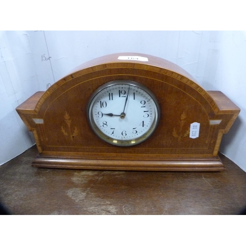 164 - Edwardian inlaid mahogany mantel clock and a barometer.&nbsp; (2)