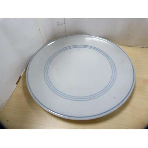 166 - Highland Stoneware cheese dish and cover and a large Staffordshire flatback figure of a standing gen... 