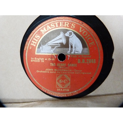 169 - Pair of embroidered pictures and a collection of His Master's Voice records.